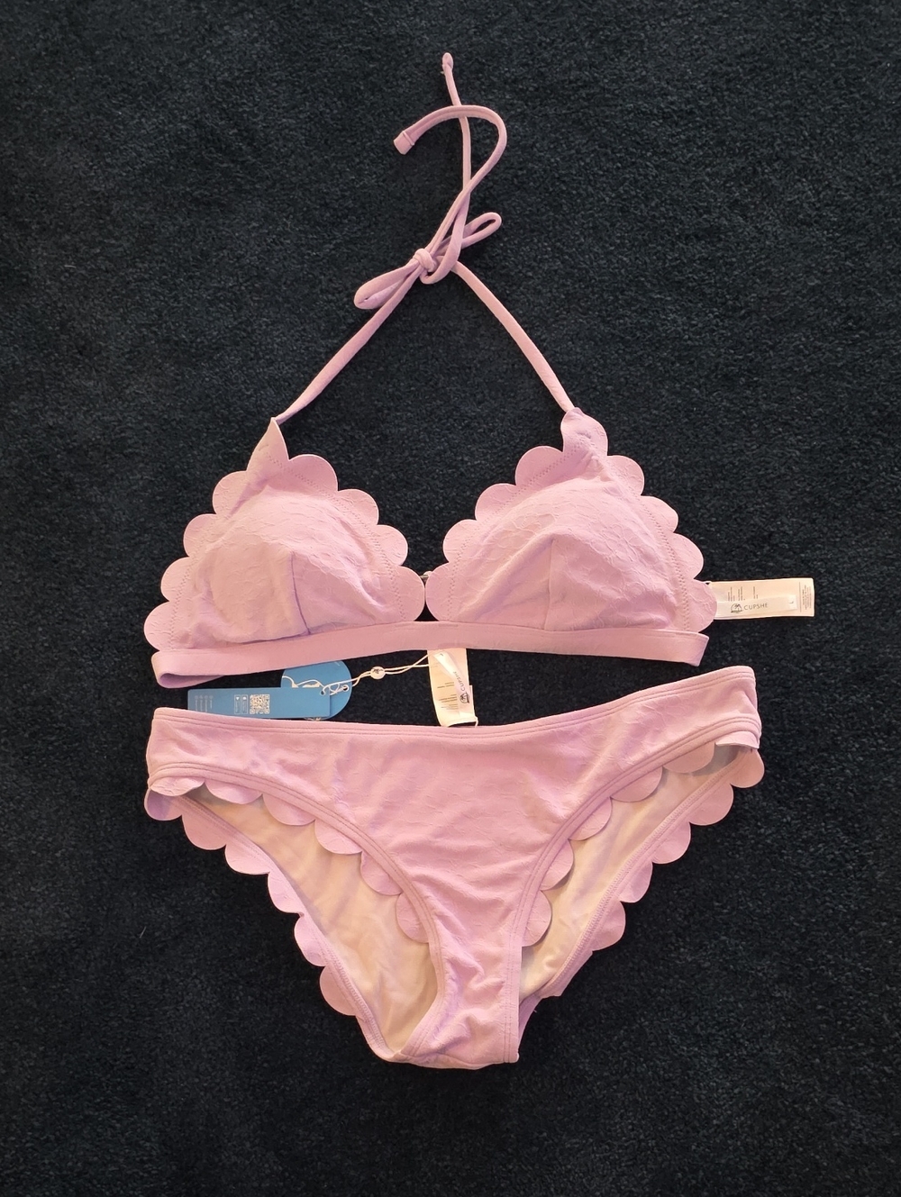 Cupshe Lavender Scalloped Textured Bikini Set NWT